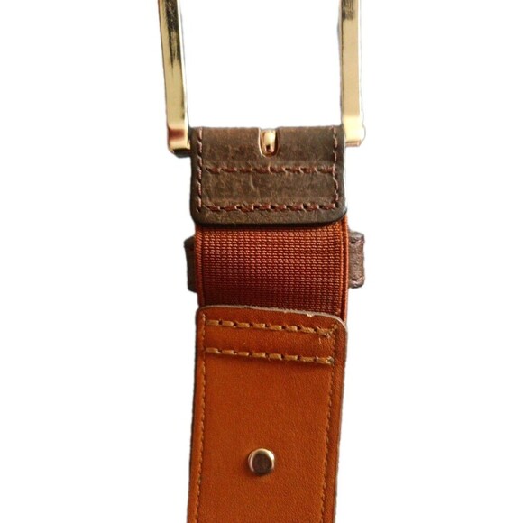 Boconi Mens Leather Dress Belt Dark Brown Size 34 Stretch Panel Dad Classic - Picture 7 of 12